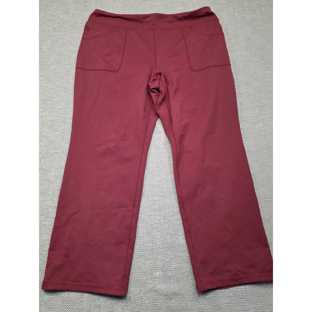 Lands End Sport Womens XL Petite Burgundy Wide Leg Yoga Pants Pockets 18 P